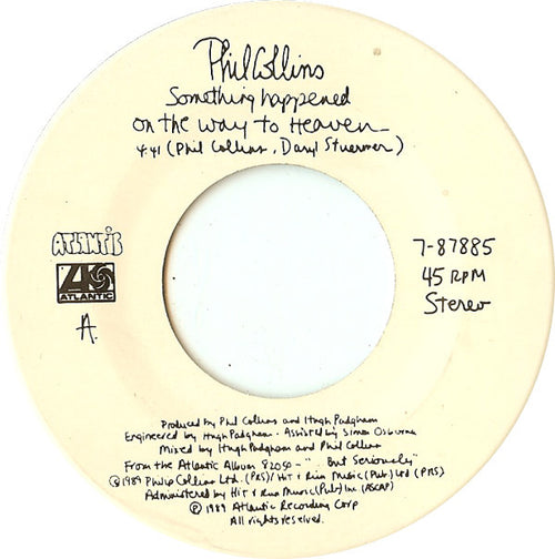 Phil Collins : Something Happened On The Way To Heaven (7", Single)