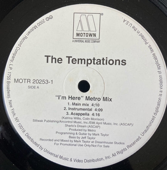 The Temptations - I'm Here (Metro Mix) (12", Promo)