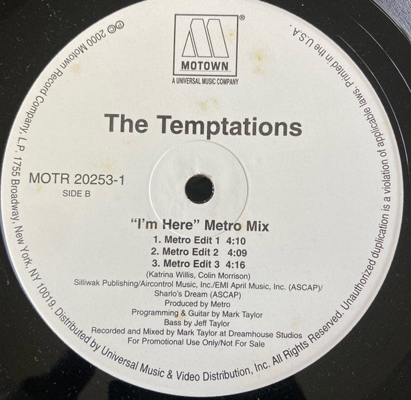 The Temptations - I'm Here (Metro Mix) (12", Promo)