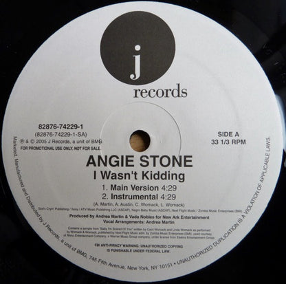 Angie Stone : I Wasn't Kidding (12", Promo)