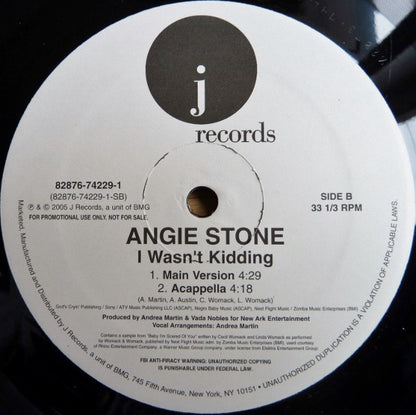Angie Stone : I Wasn't Kidding (12", Promo)