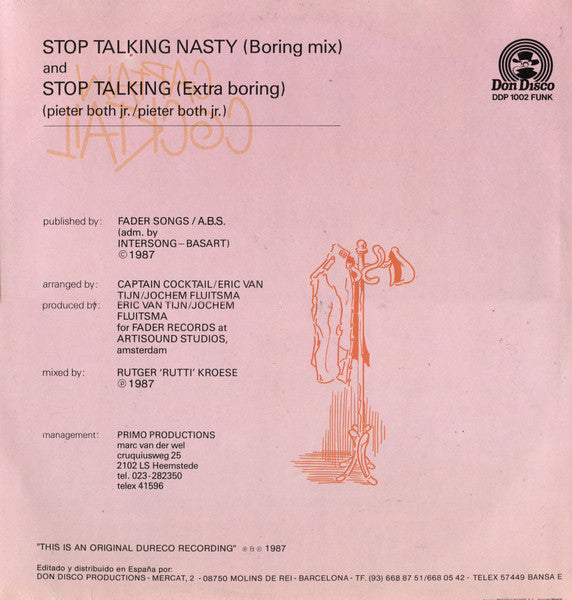 Captain Cocktail : Stop Talking Nasty (12")