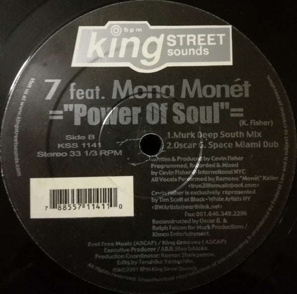 7 Featuring Mona Monet - Power Of Soul (12")