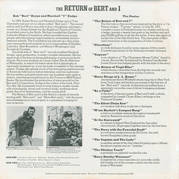 Bob "Bert" Bryan* And Marshall "I" Dodge* - The Return Of Bert And I (LP, Album)
