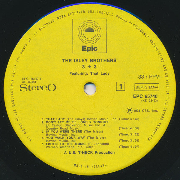 The Isley Brothers : 3 + 3 Featuring: That Lady (LP, Album, Gat)