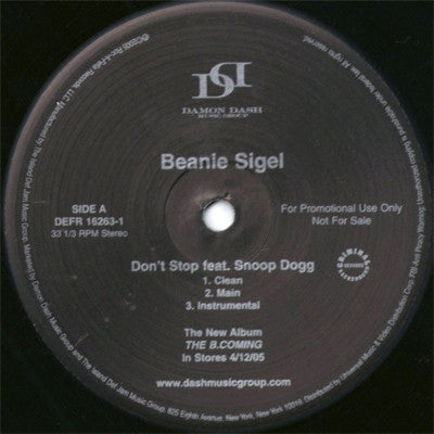 Beanie Sigel : Don't Stop (12", Promo)