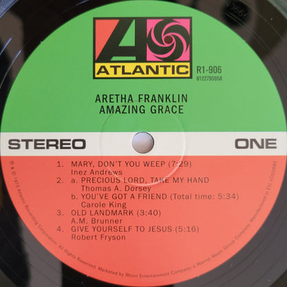 Aretha Franklin With Rev. James Cleveland & The Southern California Community Choir : Amazing Grace (2xLP, Album, RE, 180)