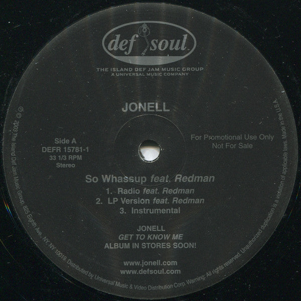 Jonell - So Whassup / Don't Stop (12", Promo)