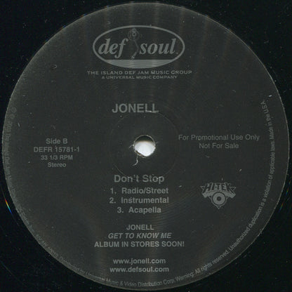 Jonell - So Whassup / Don't Stop (12", Promo)