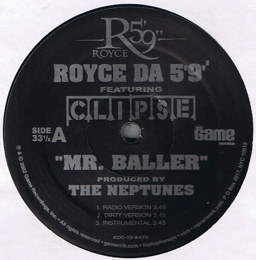 Royce Da 5'9" Featuring Clipse : Mr. Baller / My Friend (12", Promo)