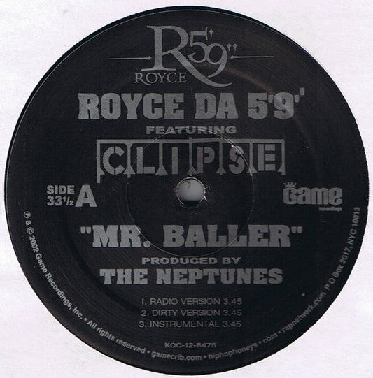 Royce Da 5'9" Featuring Clipse : Mr. Baller / My Friend (12", Promo)