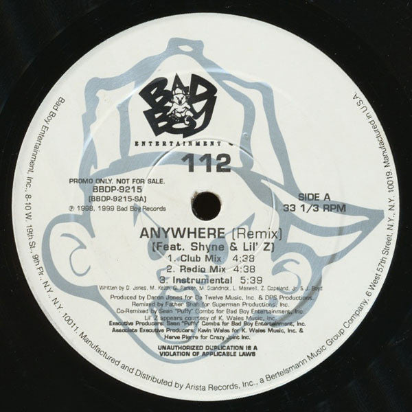 112 Featuring Shyne & Lil' Z* - Anywhere (Remix) (12", Promo)