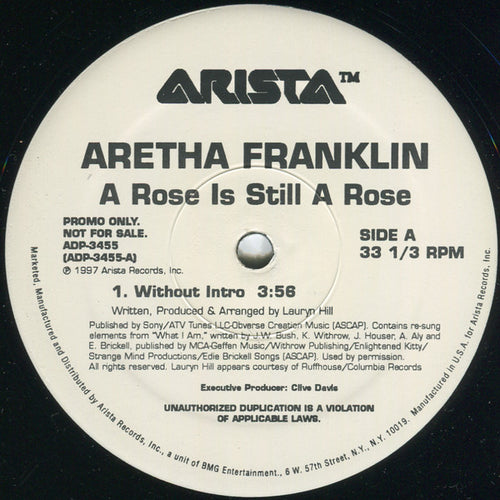 Aretha Franklin : A Rose Is Still A Rose (12", Promo)