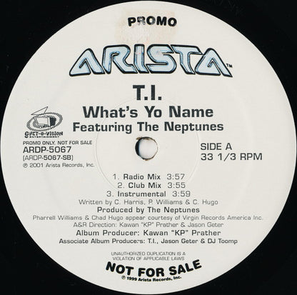 T.I. : What's Yo Name / Dope Boyz (12", Promo)