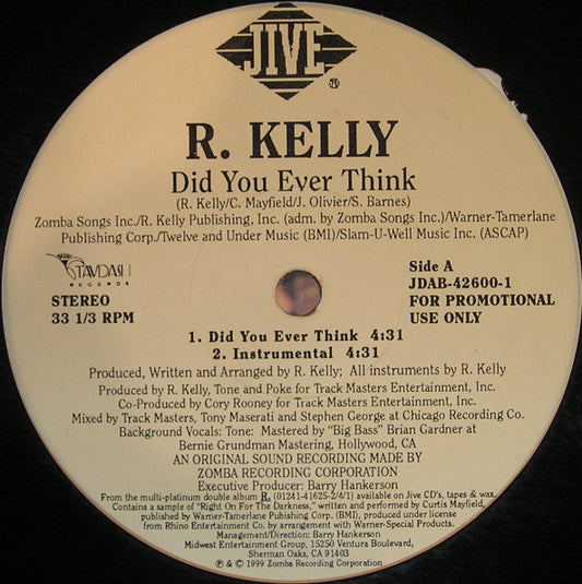 R. Kelly : Did You Ever Think (12", Promo)