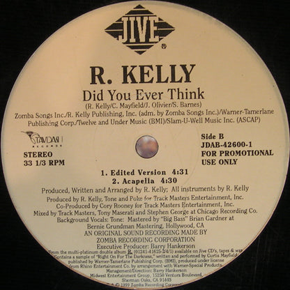 R. Kelly : Did You Ever Think (12", Promo)