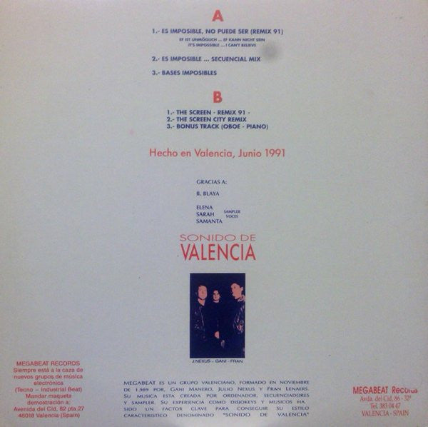 Megabeat - Es Imposible, No Puede Ser / The Screen (Remix '91) (12", Ltd)