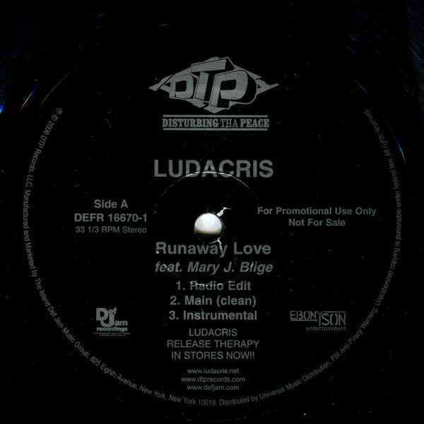 Ludacris : Runaway Love / Grew Up A Screw Up (12", Promo)