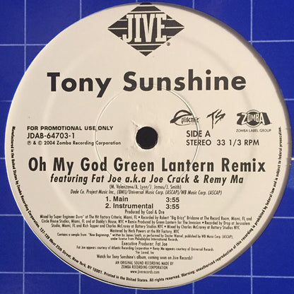 Tony Sunshine - Oh My God (Green Lantern Remix) (12", Promo)