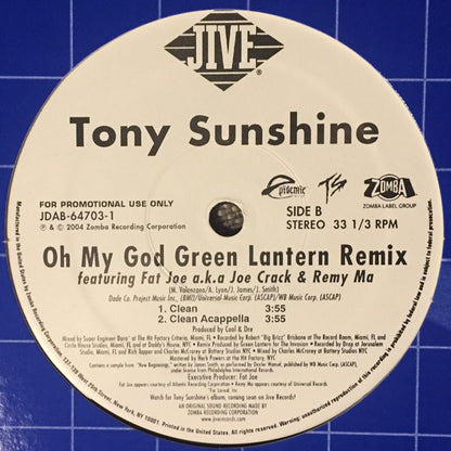 Tony Sunshine - Oh My God (Green Lantern Remix) (12", Promo)