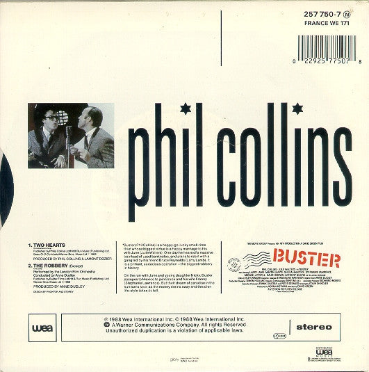 Phil Collins : Two Hearts (7", Single)