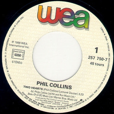Phil Collins : Two Hearts (7", Single)