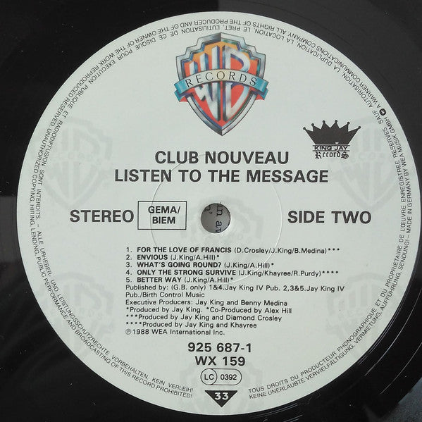 Club Nouveau : Listen To The Message (LP, Album)