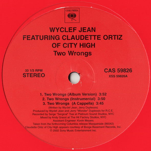 Wyclef Jean Featuring Claudette Ortiz / M.O.P* And Bumpy Knuckles - Two Wrongs / Masquerade (12")