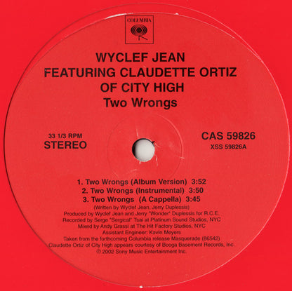 Wyclef Jean Featuring Claudette Ortiz / M.O.P* And Bumpy Knuckles - Two Wrongs / Masquerade (12")