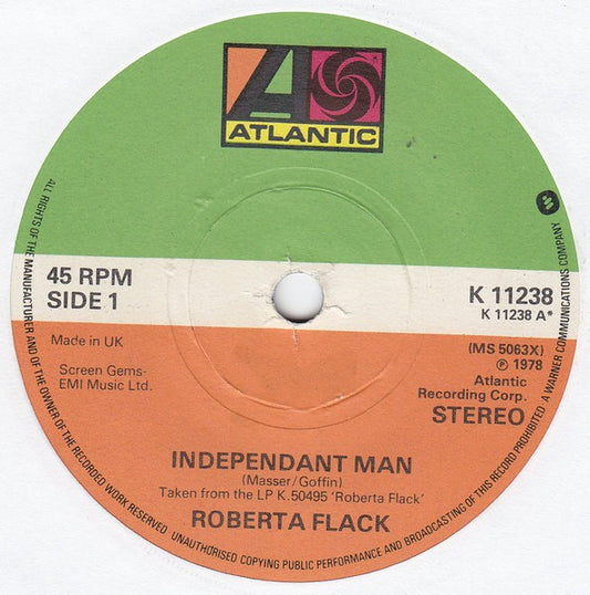 Roberta Flack : Independant Man (7", Lar)