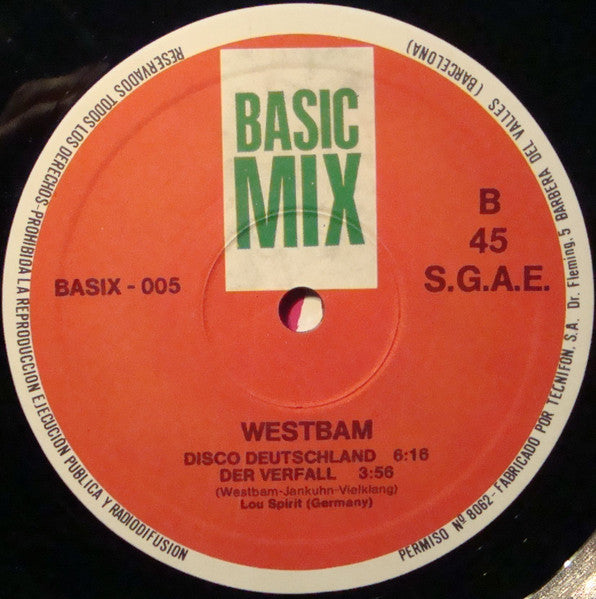WestBam : Disco Deutschland + Monkey Say Monkey Do (12")
