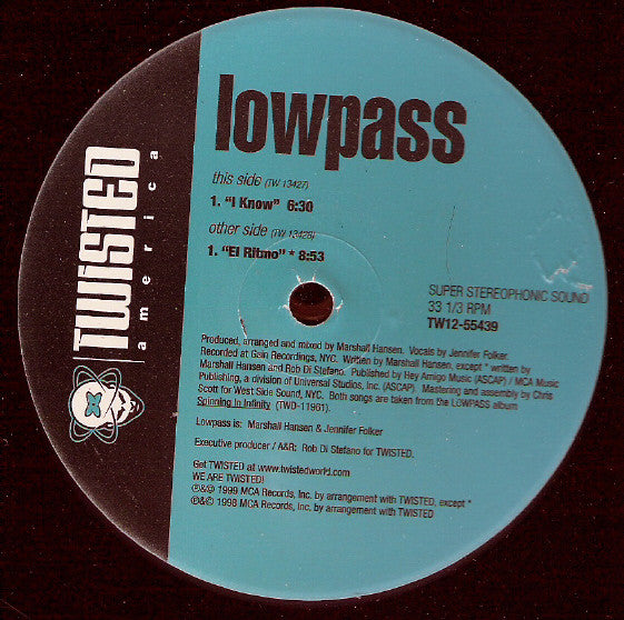 Lowpass - I Know / El Ritmo (12")