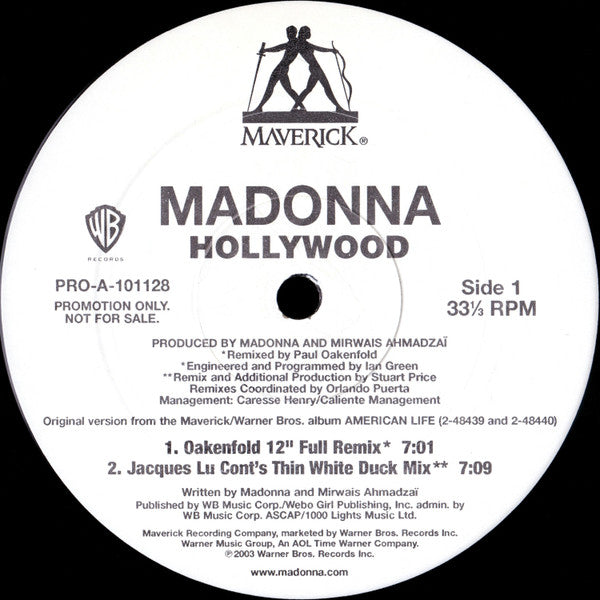 Madonna : Hollywood (Remixes Part 1) (12", Promo)