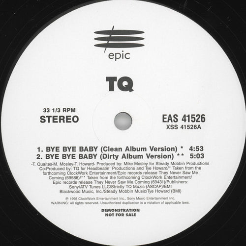 TQ - Bye Bye Bye / The Comeback (12", Promo)