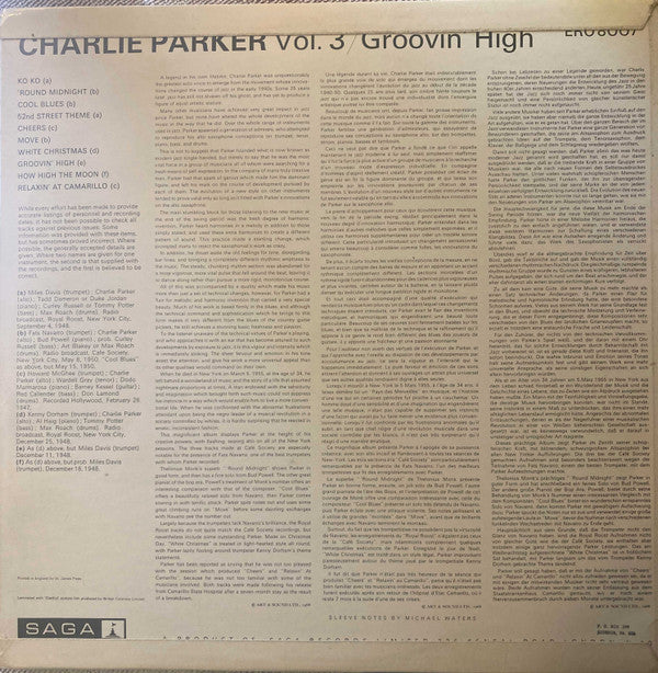 Charlie Parker : Vol 3 Groovin' High (LP, Comp)