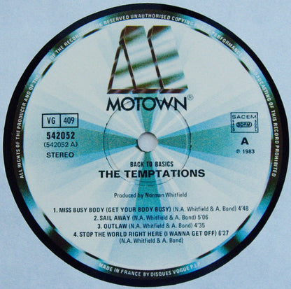 The Temptations : Back To Basics (LP, Album)