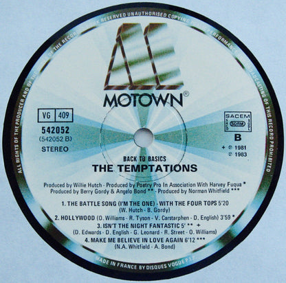 The Temptations : Back To Basics (LP, Album)