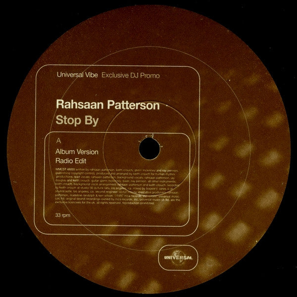 Rahsaan Patterson : Stop By (12", Promo)