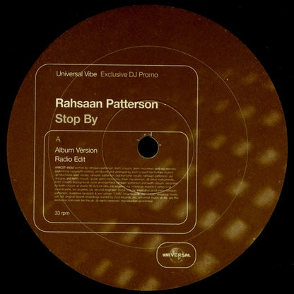 Rahsaan Patterson : Stop By (12", Promo)