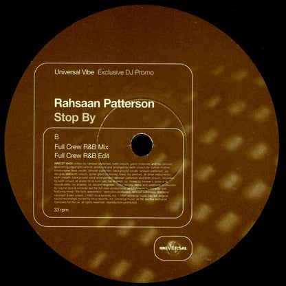 Rahsaan Patterson : Stop By (12", Promo)