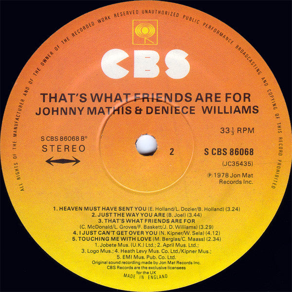 Johnny Mathis & Deniece Williams - That's What Friends Are For (LP, Album)
