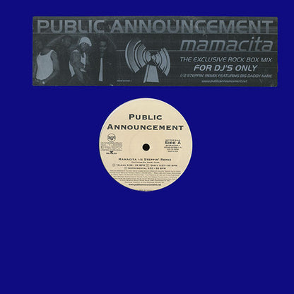 Public Announcement : Mamacita (The Exclusive Rock Box Remix) (12", Promo)
