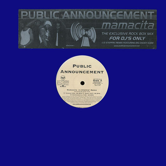 Public Announcement : Mamacita (The Exclusive Rock Box Remix) (12", Promo)