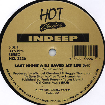 Indeep / Denroy Morgan : Last Night A DJ Saved My Life / I'll Do Anything For You (12", Gol)