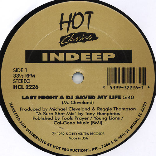 Indeep / Denroy Morgan : Last Night A DJ Saved My Life / I'll Do Anything For You (12", Gol)