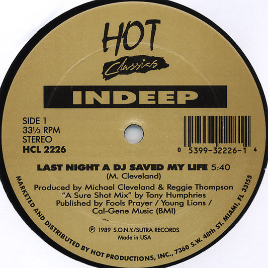 Indeep / Denroy Morgan : Last Night A DJ Saved My Life / I'll Do Anything For You (12", Gol)
