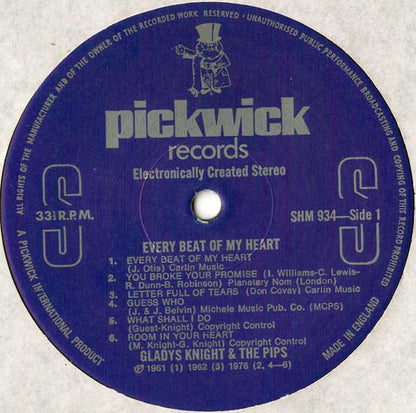 Gladys Knight And The Pips : Every Beat Of My Heart (LP, Comp)