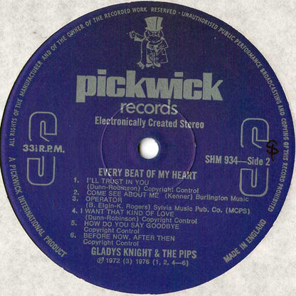 Gladys Knight And The Pips : Every Beat Of My Heart (LP, Comp)