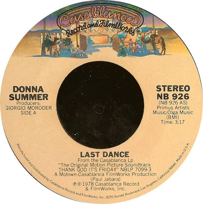 Donna Summer - Last Dance (7", Single, Styrene, Ter)