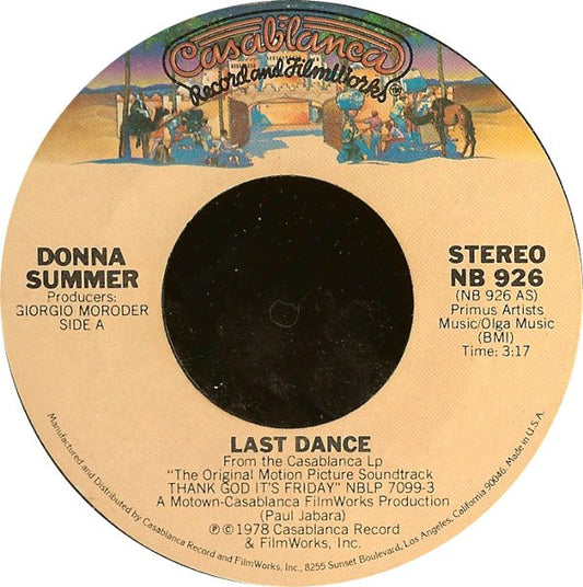 Donna Summer - Last Dance (7", Single, Styrene, Ter)